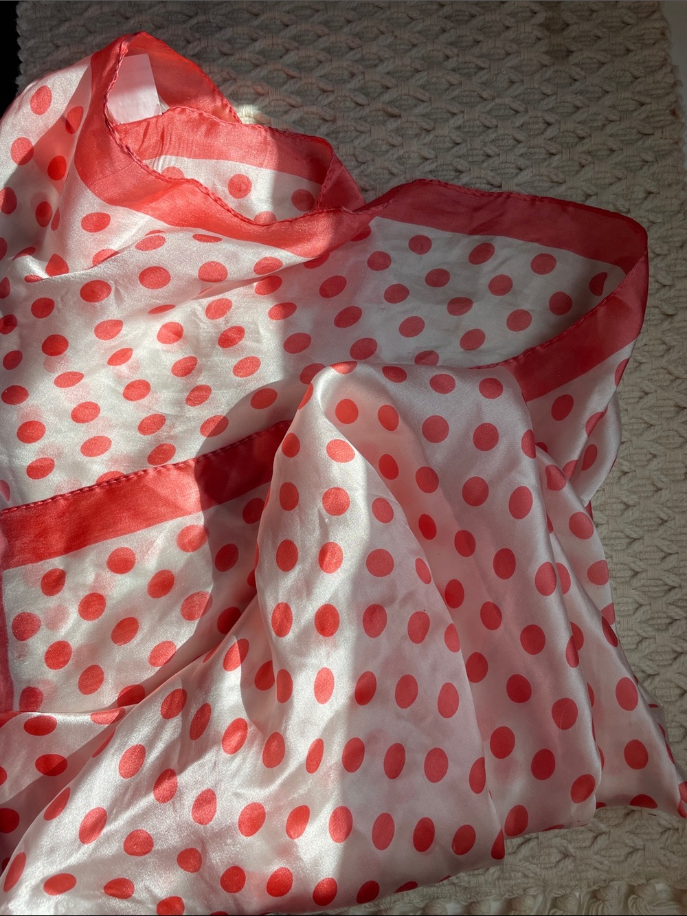 VTG SILK SCARF\WRAP POLKA DOTS